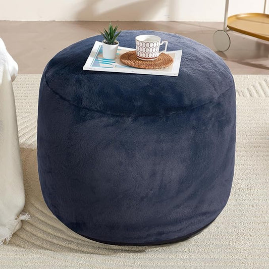 Boho Ottoman Living Room Furniture 26"x18" Round Ottomans Pouf Couch Foot Rest Navy Pouf Ottoman Foot Rest with Foam Chunk Filling Pouffe Ottomans Stuffed Foot Rests Poufs for Couch