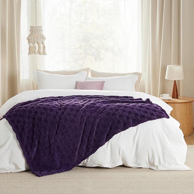Bedsure GentleSoft Twin Blanket for Bed Purple - Super Soft Cozy Blankets for Women Men Girls, Cute Fuzzy Fleece Throws for Bedroom Couch, 60x80 Inches
