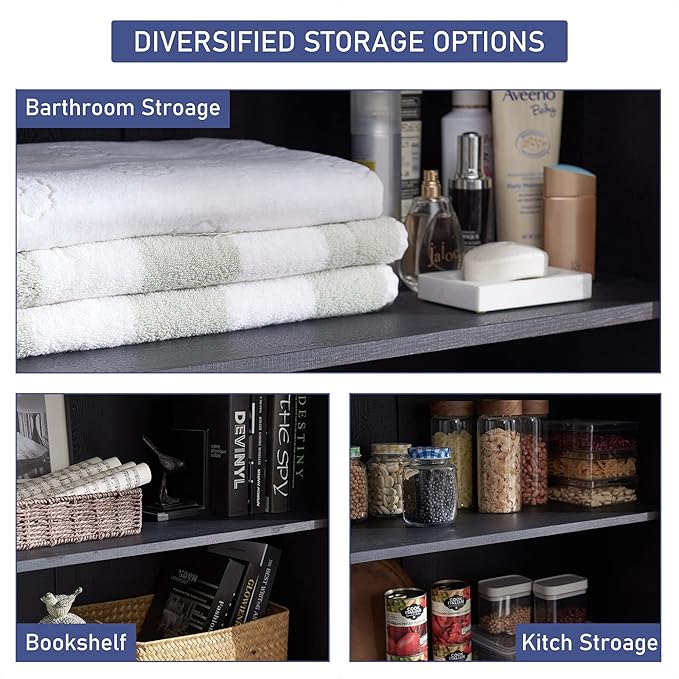 72" Tall Wood Storage Cabinet, Farmhouse Kitchen Pantry Cabinet with Adjustable Shelves & Drawer & Barn Doors, Versatile Storage for Kitchen, Dining Room, Bathroom, Black