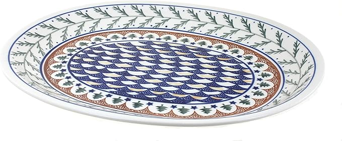 Blue Rose Polish Pottery Evergreen Large Serving Platter