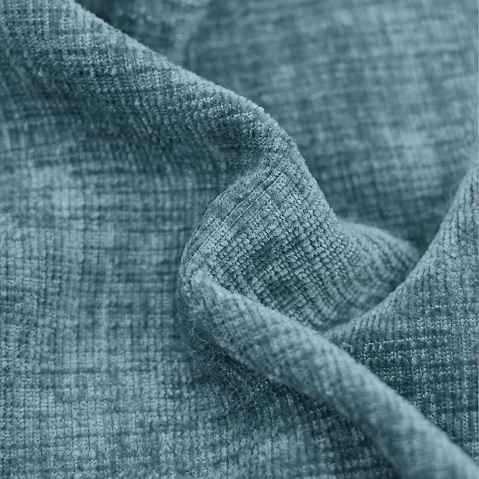 CaliTime Throw Pillow Covers Decorative 24 X 24 Inches Pack of 2 Cozy Chenille Cushion Cases for Couch Sofa Bed Living Room Home Smoke Blue