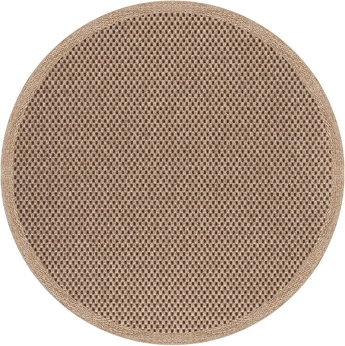 CAMILSON Easy Jute Round Rug 6ft Indoor Outdoor Natural Color Fiber Area Rugs for Living Room Patio and Kitchen Rug, Sisal Boho Woven Design Easy-Cleaning Washable Outside Carpet Alfombras (6 Round)