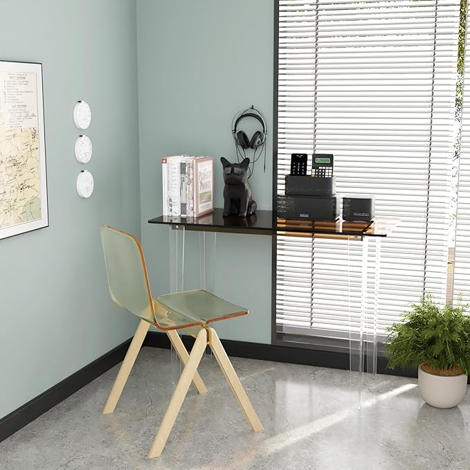 Acrylic Desk, Modern Study Table for Home Office - Extended Surface Multi-Purpose Console & Entryway Table, Sturdy Lightweight Design (42.5-inch, Yellowtea)