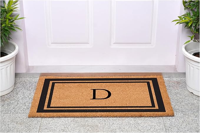 Calloway Mills 152962436D Black Border 24" x 36" Monogram Doormat, (Letter D)