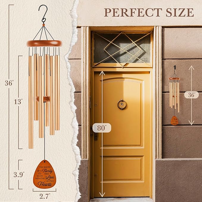 60th Wedding Anniversary Wind Chime, Happy 60th Anniversary Romantic Gifts for Couple, Parents, Wife, Husband, Friends, Diamond Anniversary's Keepsake Gifts Ideas-Large 36''