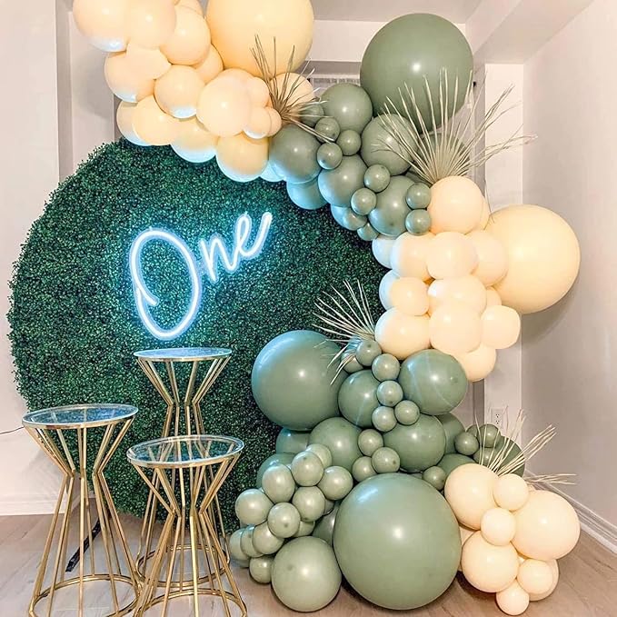 130pcs Sage Green Balloons Different Sizes 18" 12" 10" 5" Olive Green Balloons for Birthday Graduation Baby Shower Wedding Anniversary New Year Party Decorations