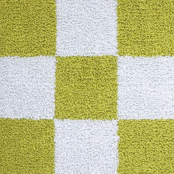 Alysheer Checkered Embroidered Decorative Throw Pillow Covers 18"x 18" Set of 2, Farmhouse Cottage Blue Green Designer Plaid Patterned Cotton Accent Cushion Case for Sofa Couch Bed Living Room