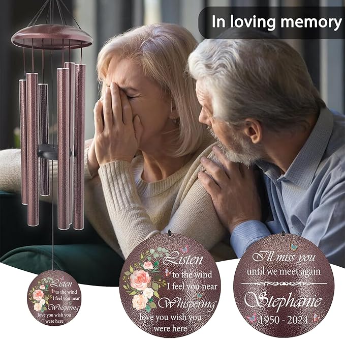 ASTARIN 36" Large Deep Tone Personalized Sympathy Wind Chimes, Memorial Wind Chime for Loss of Mother Father Loved One, Hummingbird Bereavement Gifts Decor Outdoor Patio Garden Graveyard