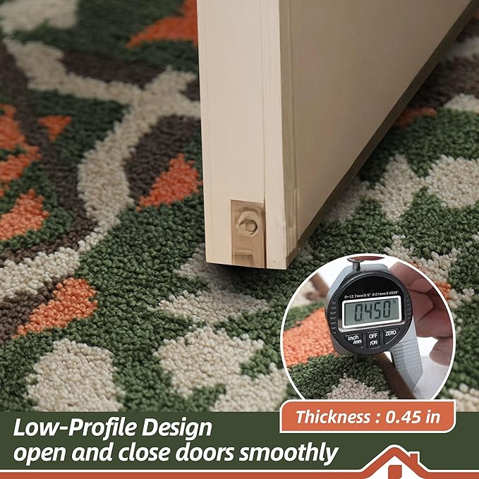 BEQHAUSE Dirt Trapper Door Mat 24" x 36", Non-Slip Entryway Rugs Washable, Floor Mat Stain Resistant and Absorbent Welcome Mat for Front Back Door, Muddy Wet Shoes & Paws, Boho Geometric Floral