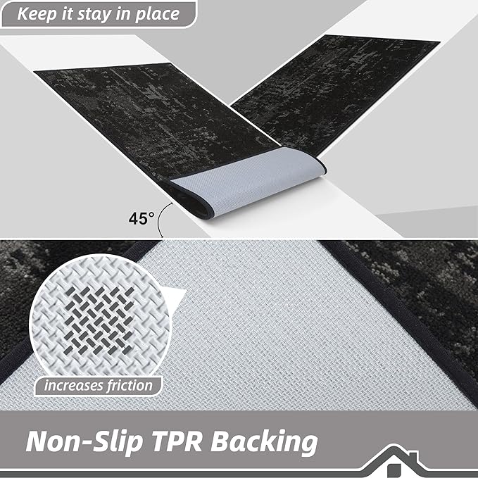 BEQHAUSE Dirt Trapper Door Mat 24"x36" Non-Slip Door Mats Washable Entryway Rugs Stain Resistant Doormat Absorbent Welcome Floor Mat for Front Back Door, Muddy Wet Shoes & Paws,Black