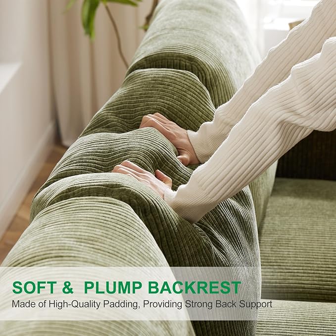 38.5 Oversized Accent Chair with Storage Green Corduroy Set of 2, Single Modern Accent Sofa Chair with Arms for Apartment Living Room (21" Deep Seat)