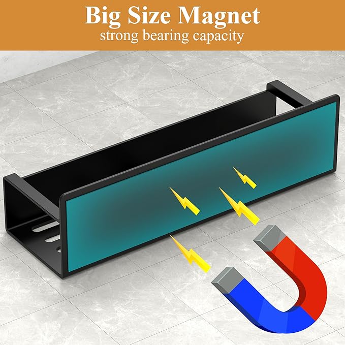 4 Pack Magnetic Spice Rack Organizer for Refrigerator and Oven, Matt Black Fridge Organizers and Storage for Kitchen