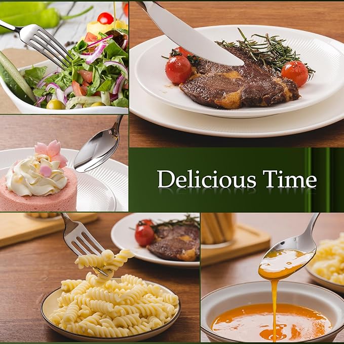 Aisoso 20-Piece High-End Silverware Set with Forks Spoons and Knives, Stainless Steel Serving Utensils for 4 with Mirror Finished Handle, Durability and Dishwasher Safe for Restaurant, Weddings