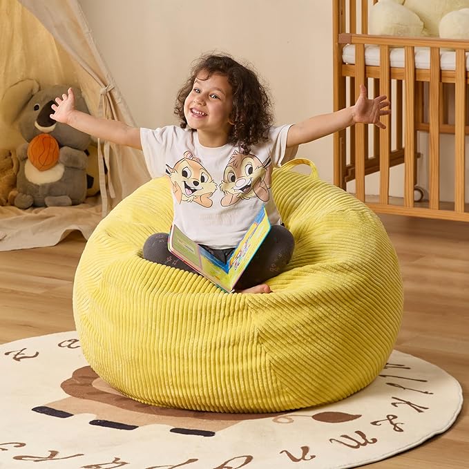 Bean Bag Chairs Teardrop Bean Bag Chair Beanbag Chair with Memory Foam Filled Machine Washable Cover for Living Room, Bedroom (Small,Yellow)