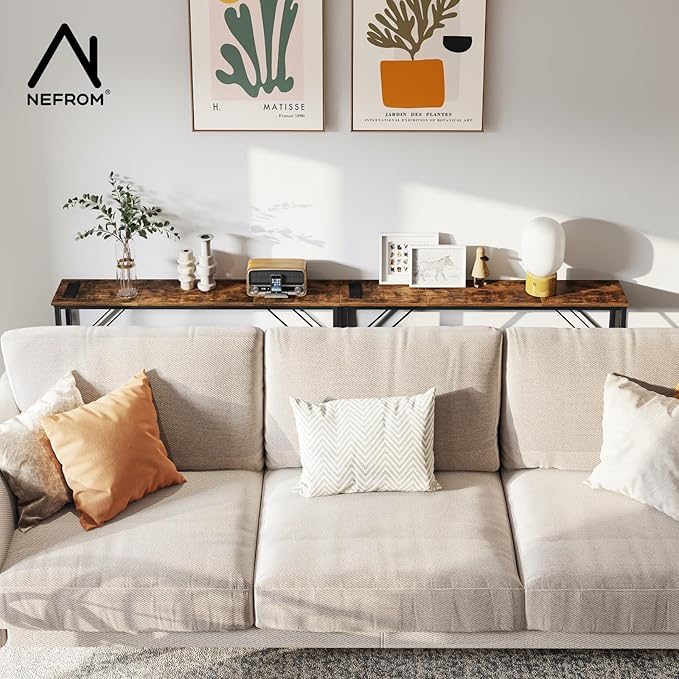 39.4" Console Table, Skinny Entryway Table with Fast-Charging Station, Narrow Long Sofa Table, Behind Slim Couch Table for Entrance, Hallway, Living Room Decor ST-BR100-1