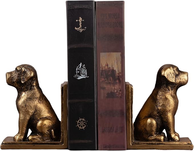 Book Ends for Shelves to Hold Books Heavy Duty,Decorative Bookend for Bookshelf Décor,Cute Animal Dog Book Stopper Labrador Retriever Statues for Home, Office Desk Decoration,1pair