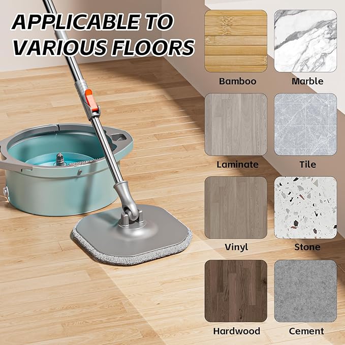 9 Inch Square Microfiber Mop Pad Refill Compatible with True & Tidy Mop System and Most 9 Inch Square Spin Mops - Thickened Washable & Reusable Mop Replacement Pad for Wet Dry Mopping(3 Pack)