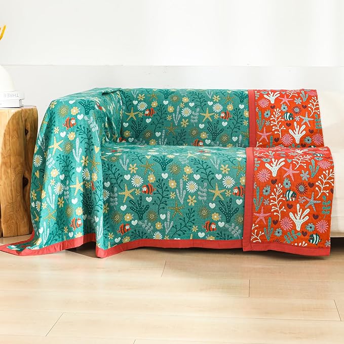 Boho Throw Blanket 80''x90'',100% Cotton Blankets for Couch Bed,Cotton Quilt Travel Muslin Blankets Farmhouse Home Decor Soft Lightweight Picnic Blanket