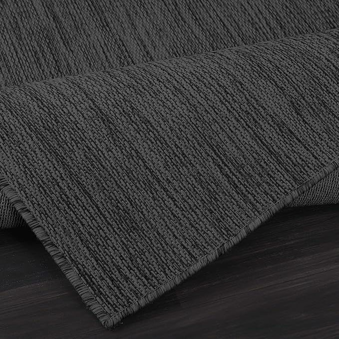 CAMILSON Outdoor Rug 8x10 Modern Area Rugs for Indoor and Outdoor Patios and Porches - Waterproof, Washable, Non-Shedding, Easy-to-Clean Outside Carpet (8 x 10, Solid - Dark Gray)