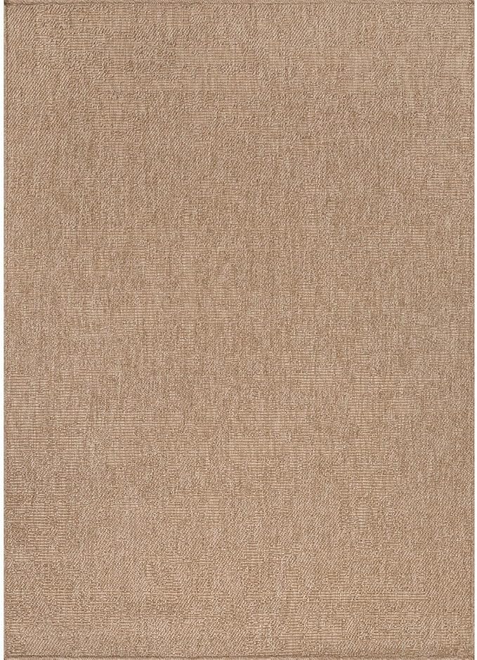 CAMILSON Easy Jute Rug 5x7, Indoor Outdoor Natural Color Fiber Area Rugs for Living Room Patio and Kitchen Rug, Solid Boho Woven Design, Easy-Cleaning, Washable Outside Carpet Alfombras (5 x 7)