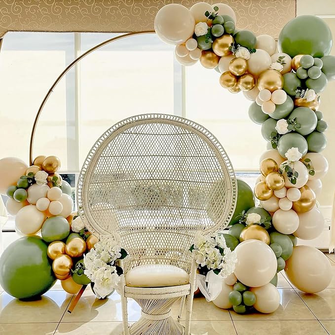 130pcs Sage Green Balloons Different Sizes 18" 12" 10" 5" Olive Green Balloons for Birthday Graduation Baby Shower Wedding Anniversary New Year Party Decorations