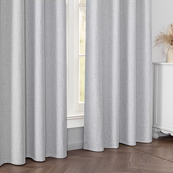 Blackout Curtains 72 Inch Length 2 Panels Set, 100% Black Out Textured Thermal Curtains, Grommet Privacy Light Blocking Drapes for Living Room Bedroom Luxury Deco(52W × 72L inch, Off-White)