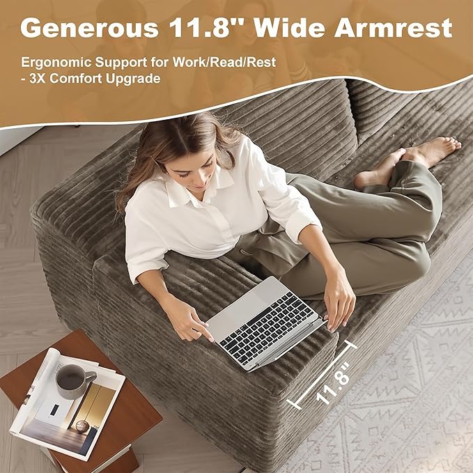 136" Sectional Couches for Living Room Modern Modular Sofa with L-Shape Couchs Upholstered Boneless Couch Deep Seat Sectional Couch with Chaise (Camel, Right Facing Chaise+3Seaters+Ottoman)