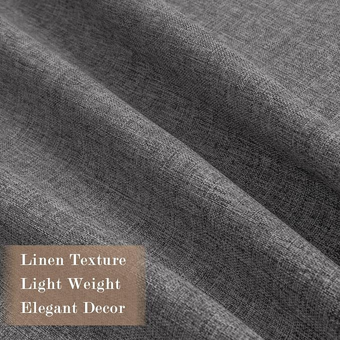 70" W x 108" L Faux Linen Room Divider Curtains, Full Blackout Pinch Pleated Drapes for Traverse Rod, Bedroom Divider Privacy Drapery with Hooks for Ceiling Track, 1 Panel, Natural Grey