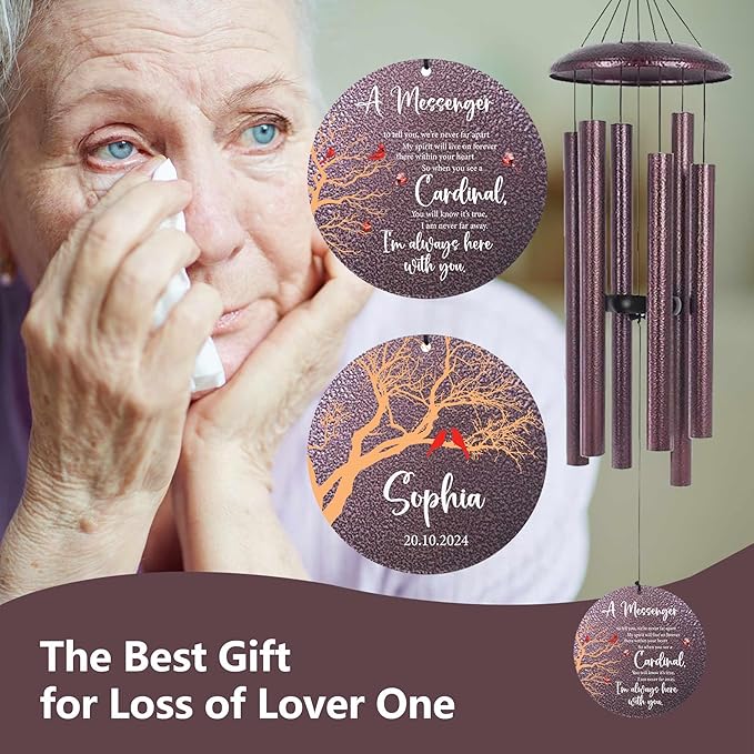 ASTARIN Outside Wind Chimes for Loss of Loved one, Personalized Sympathy Gift for Loss Mother/Father, Windchimes Outdoors Condolences Gift for Women/Men, Garden Decoration, 32 inch