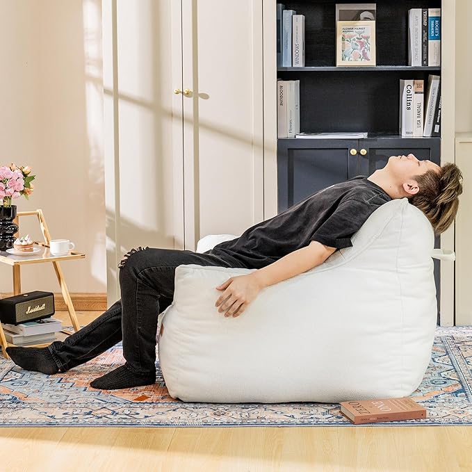 Bean Bag Chair for Adults, Comfy Tufted Bean Bag Chair Sofa with Armrests, Lazy Beanbag Chair with Foam Filler Stuffed Bean Bag Couch Sofa for Reading in Bedroom, Living Room and Dorms