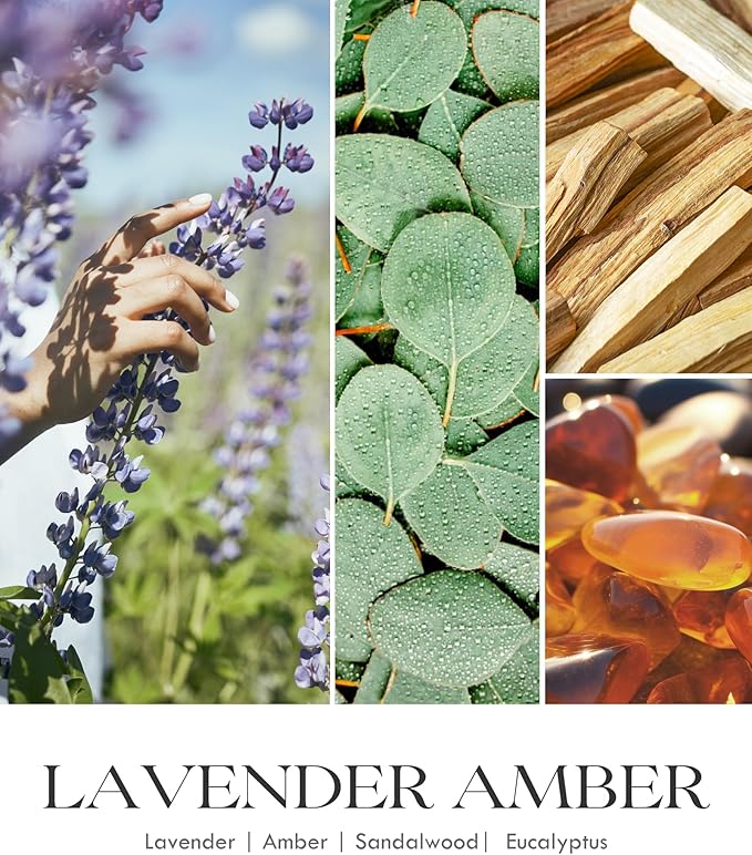 AOOVOO Lavender Amber Candles - 9 oz Scented Candles, Aromatherapy Candle, Soy Candle for Home Scented