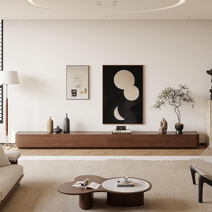 134" Farmhouse TV Unit - Large Wood Entertainment Center with Storage Drawers for 75"+ TVs, Home Office Floor Console