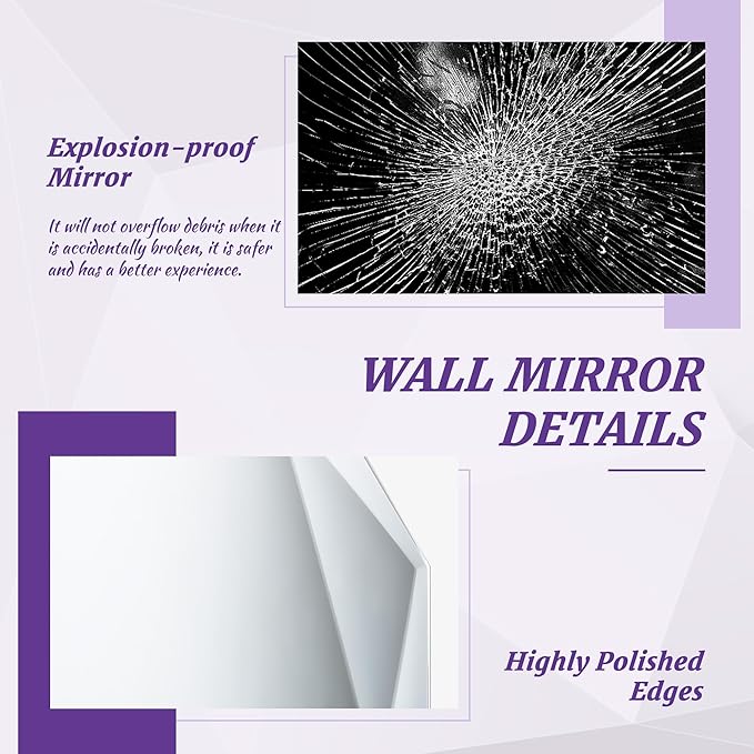 Bathroom Mirror for Wall, 26" x 38" Arched Mirror, Bathroom Vanity Mirror, Beveled Edge Frameless Wall Mount Vanity Mirrors, Wall Mirrors Decorative, Irregular Beveled Edge Mirror