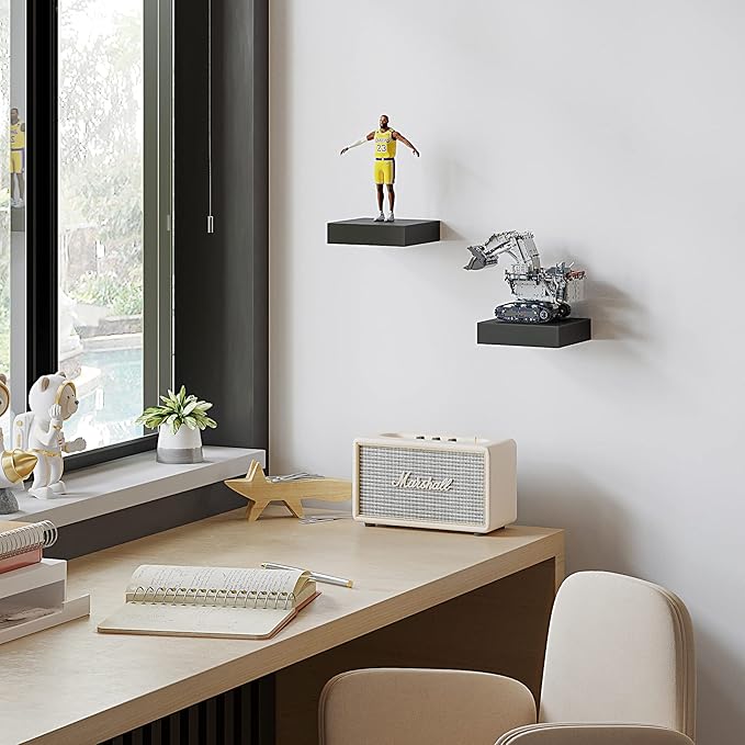 BAMEOS Small Floating Shelves for Wall, Small Black Shelf 5.9 * 5.7 Inch Display Ledges for Decor, Mini Shelf for Wall, Black