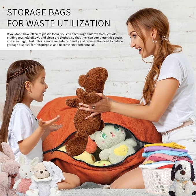 Bean Bag Chair for Adults 4FT,Soft Removable Cover for Teens/Girls Bedroom,Fluffy Giant Round Floor Beanbag Lounger Chairs (No Filler,Orange)