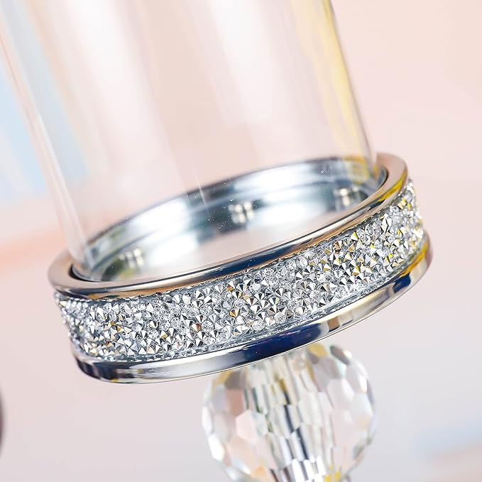 Candle Holders for Pillar Candle, Pillar Crystal Candle Holders, Candlesticks Holder for Wedding, Dining Coffee Table, Centerpieces, Home Decor CH00XM