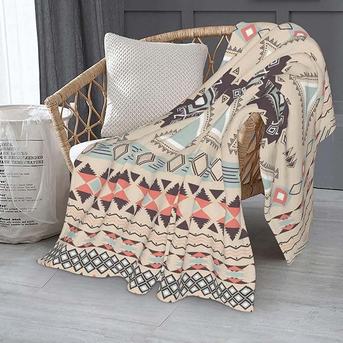Boho Throw Blanket for Couch Bed Sofa Living Room, Western Flannel Fleece Blanket Soft Cozy Lightweight Breathable Fluffy Durable Gifts for Men Women 50 x 60 Inch