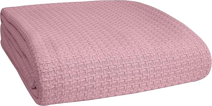BELIZZI HOME 100% Cotton Bed Blanket, Breathable Bed Blanket Full Queen Size, Cotton Thermal Blankets Full Queen, Perfect for Layering Any Bed for All Season, Purple