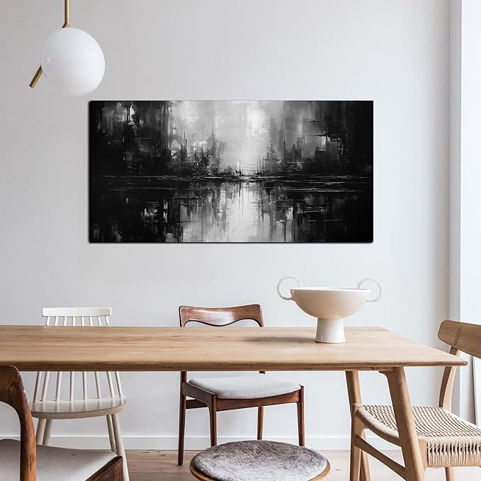 Abstract Wall Pictures for Living Room,Black Art Paintings for Wall Office Wall Art Bedroom Wall Decor 20 x 40 Inch