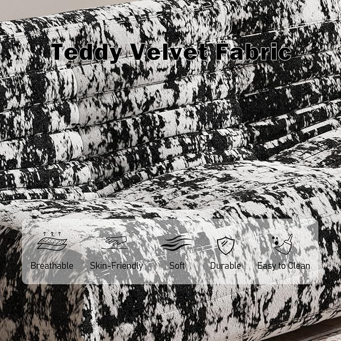 Bean Bag Chair, Loveseat Fireside Chair Bean Bag Sofa Large Bean Bag Chair for Adults, 2 Seater Bean Bag Chairs for Teens with High Density Comfortable Foam, Bean Bag for Living Room (Black Pattern)