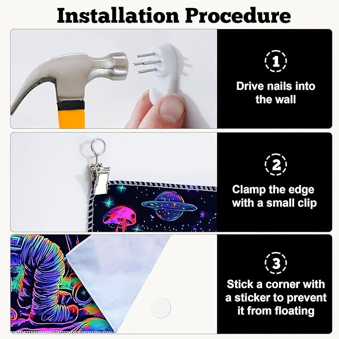 BVBOX Astronaut Space Blacklight Tapestry 90"x70", UV Reactive Astronaut Electronic Piano Universe Galaxy Planet Glow in Dark Music Tapestries, Black Light Neon Upright Poster Wall Hanging Backdrop Decor for Bedroom Living Room