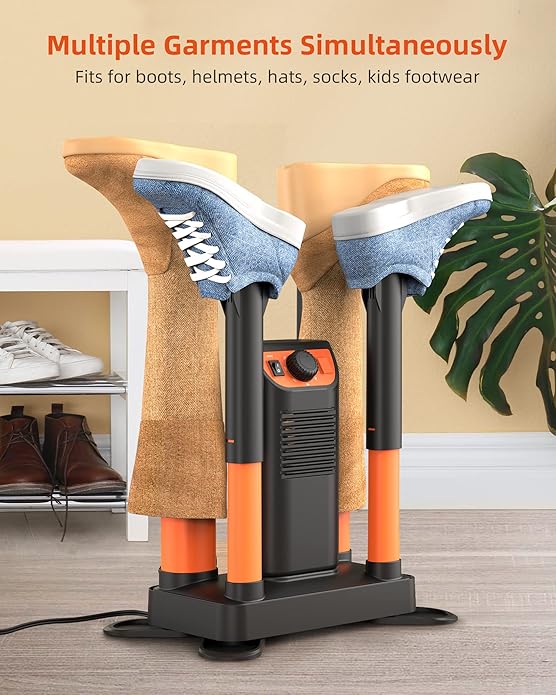 Boot Dryer Shoe Dryer, Glove Dryer & Boot Warmer with Heat Blower, Ski Boot Dryer with Adjustable Tubes & Timer, Ultra Silent, Quick Drying for Work Boots, Ski Boots, Sneakers, Gloves, Hats, Helmets