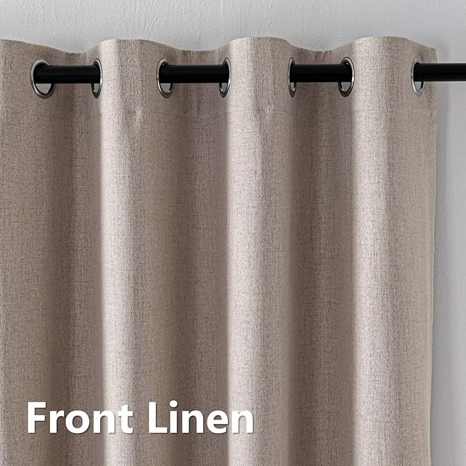 Blackout Curtains Customsize 1 Panel, 100% Blackout Textured Thermal Curtains, Grommet Privacy Light Blocking Drapes for Living Room Bedroom Luxury Decor(Customsize, Beige)