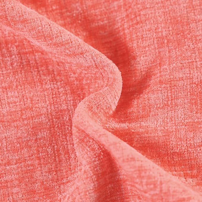 CaliTime Throw Pillow Covers Decorative 18 X 18 Inches Pack of 4 Cozy Chenille Cushion Cases for Couch Sofa Bed Living Room Home Living Coral