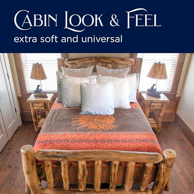 Beacon Blankets Southwestern Chief Henry Native American Design Throw - 72" x 86" Blanket Only - Premium Plush Blanket Can be Used for Twin or Full Size Bed