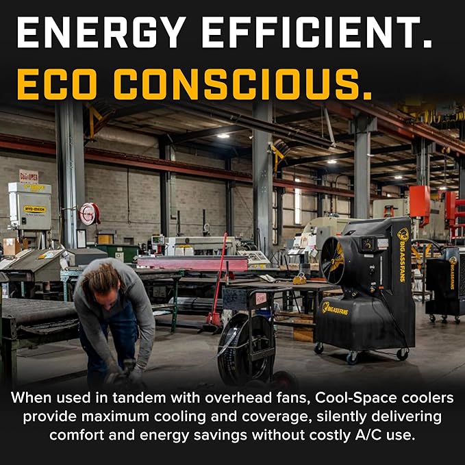 Big Ass Fans - Cool-Space 350 - Portable Evaporative Swamp Cooler, Indoor and Outdoor Use, 16 Gallon Capacity, Variable Speed for Ultimate Cooling in Workshops and Garages