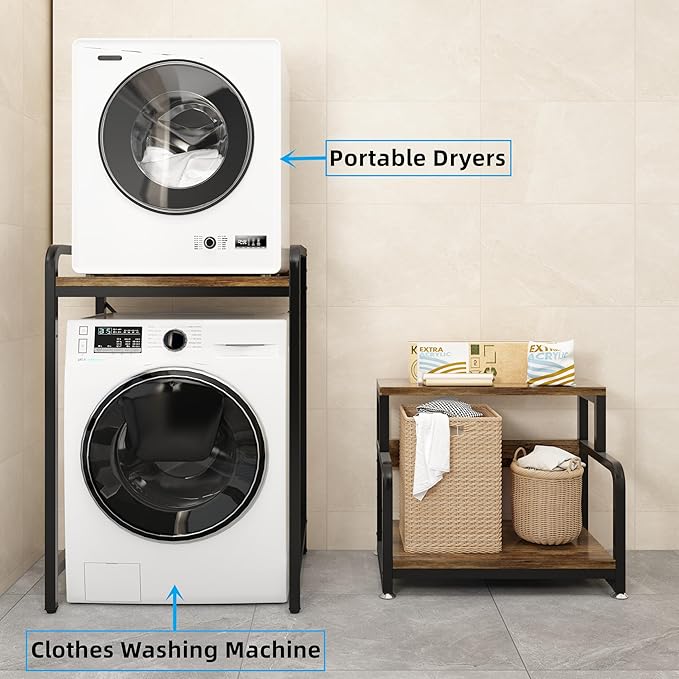 3-Tier Bathroom Room Shelf Washing Machine Storage Utility Rack Over The Toilet Washer Dryer Storage Bathroom Organizer Rack Space Saving Shelving Units Clothes Dryers Shelf