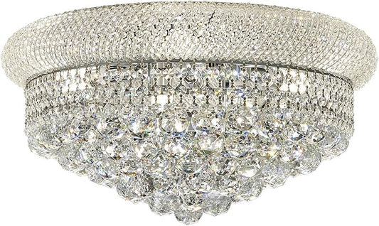 9-Light Crystal Flush Mount Chandelier Ceiling Light Fixture for Living Room Dining Room Bedroom Foyer Entryway Hallway Closet Bathroom (Chrome D22)