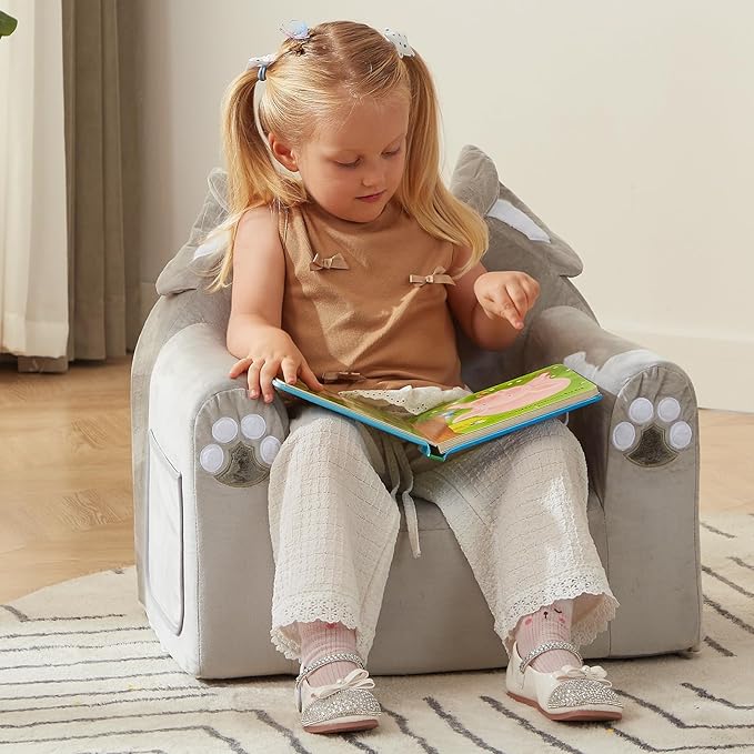 ALIMORDEN Animal Series Kid's Chair, Ultra-Soft Comfy Foam Filled Toddler Sofa Chair, Cute Animal-Shaped Design Toddler Couch, Lightweight Birthday for Baby Boys & Girls (Elephant)