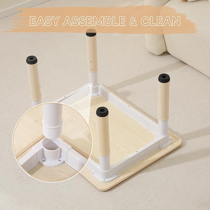 Height-Adjustable Kids Table and Chairs, 31.5''L x 23.6''W Toddler Table and 4 Chairs Set with Anti-Slip Foot Covers, Children Activity Table for Ages 2-10, Graffiti Desktop